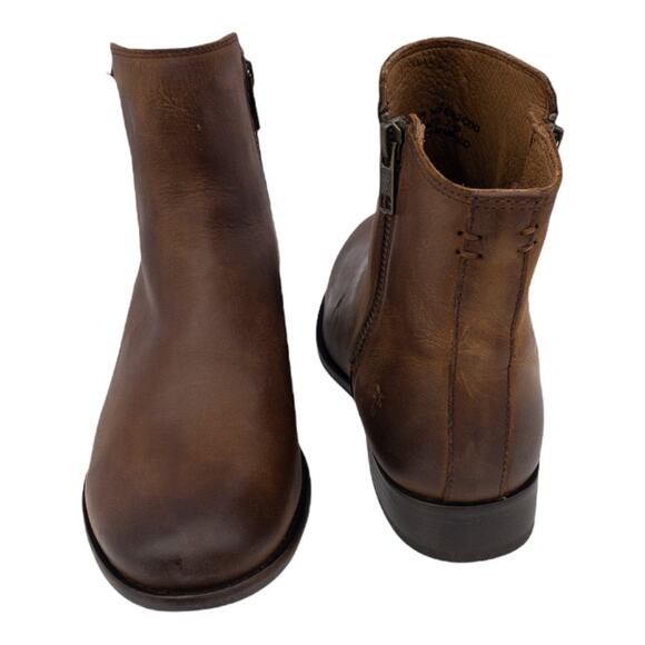 Frye Women's Carly Leather Double Zip Leather Ankle Boots 6.5 Cognac Brown - Picture 7 of 12